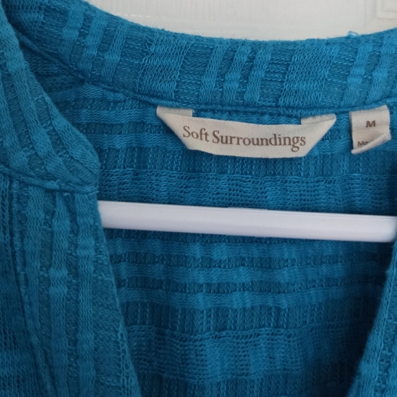 Soft Surroundings Teal Button-Down Shirt - Picture 2 of 4